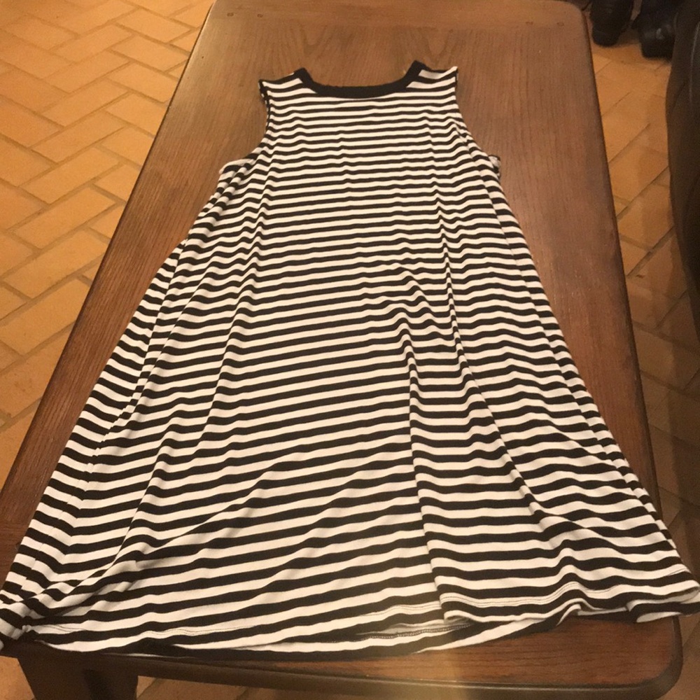 Black and White Striped Dress, Sleeveless